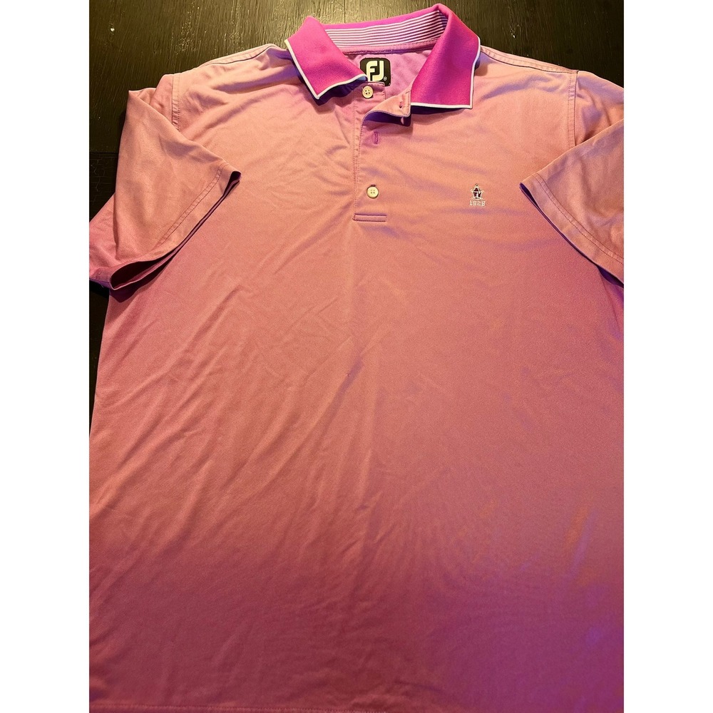 FootJoy FJ Golf Polo Shirt Mens Medium Pink Performance DryJoy‎ 1928 Embroidered